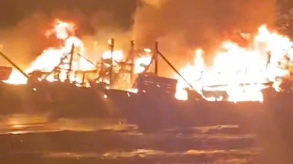 Fishing vessels catch fire while operating at sea.jpg