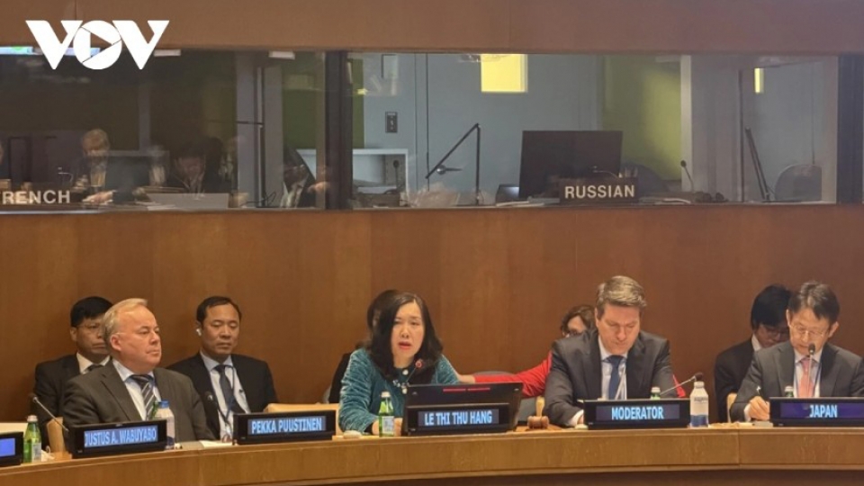 Deputy Minister of Foreign Affairs Le Thi Thu Hang speaks at the discussion.jpg