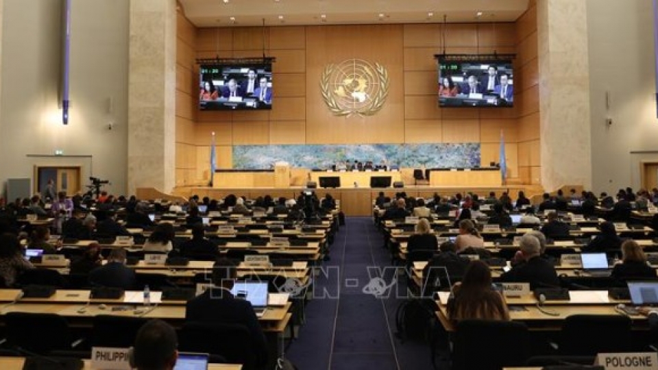 a discussion session at the 61st regular session of the United Nations Human Rights Council.jpg