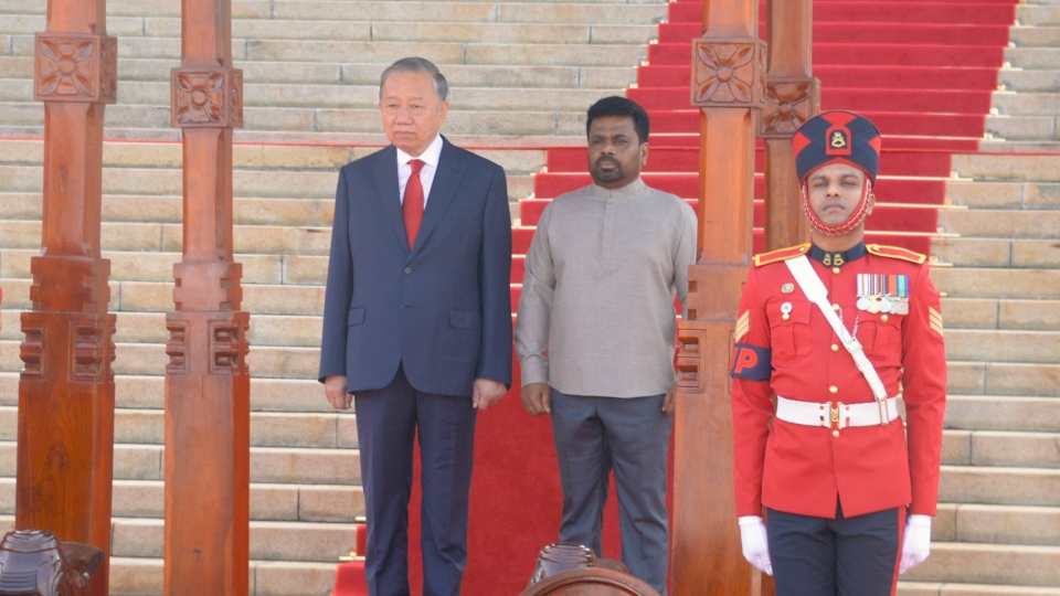 Lễ đón trọng thể Tổng Bí thư, Chủ tịch nước Tô Lâm thăm cấp Nhà nước Sri Lanka
