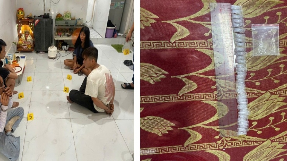 Các đối tượng cùng tang vật thu được tại hiện trường.jpg