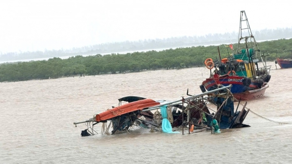 nhiều tàu thuyền của ngư dân tại Quang Ninh bị trôi dạt do ảnh hưởng của bão Maysak.jpg