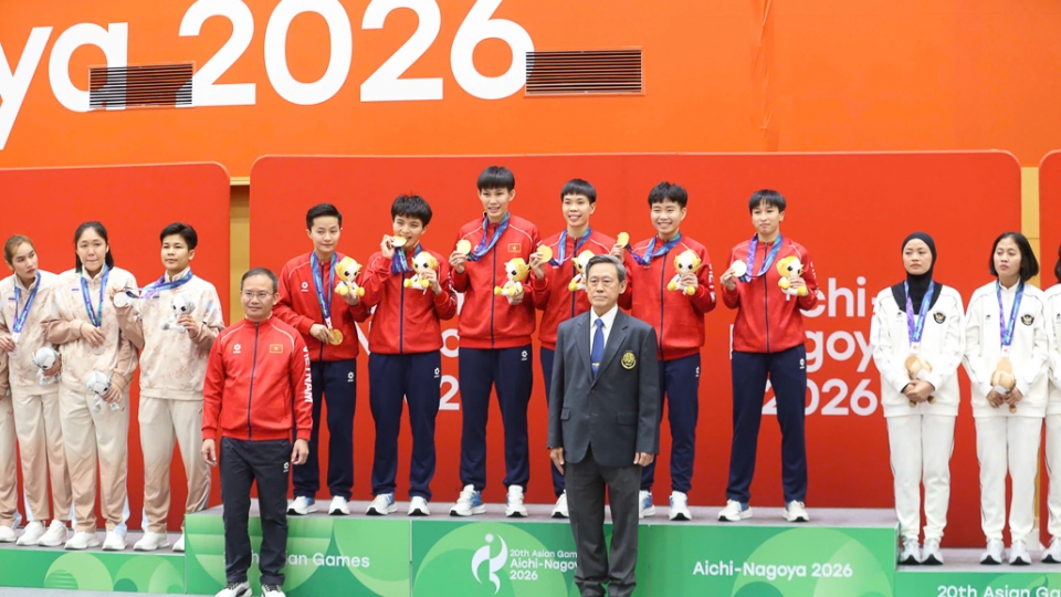 Đội tuyển cầu mây nữ Việt Nam vỡ oà cảm xúc với tấm HCV tại ASIAD 2026