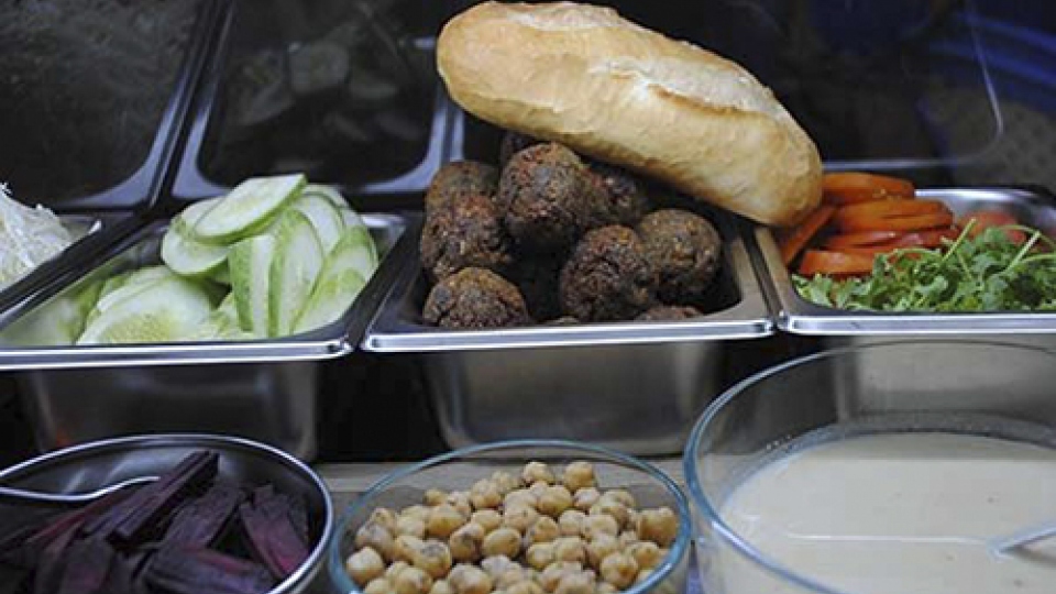 Falafel vegetarian banh mi in Saigon