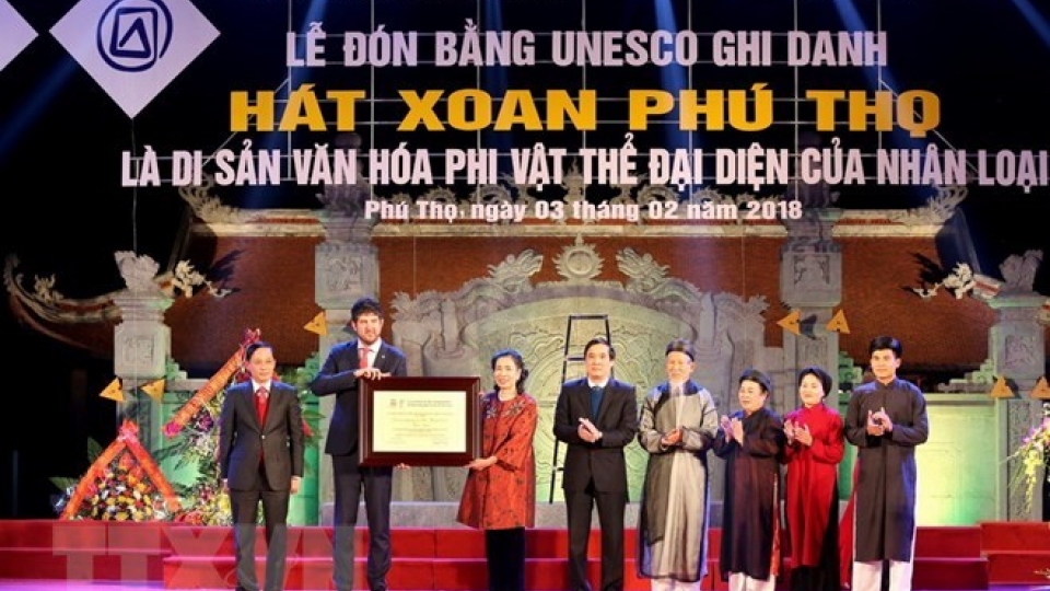 Phu Tho receives UNESCO heritage of humanity certificate for Xoan Singing