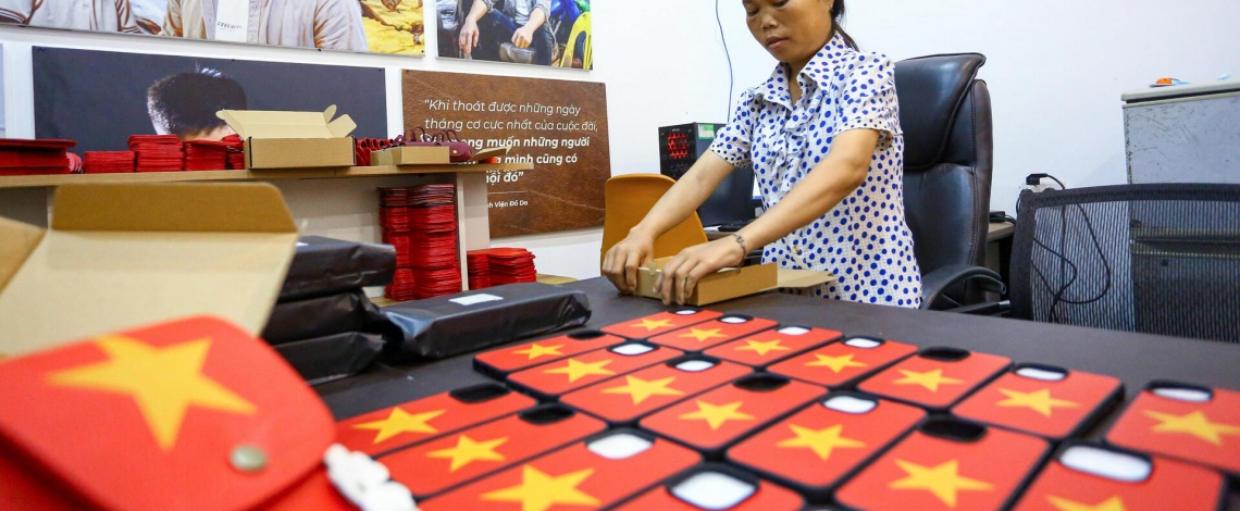 Unique products adorned with national flag made by people with disabilities