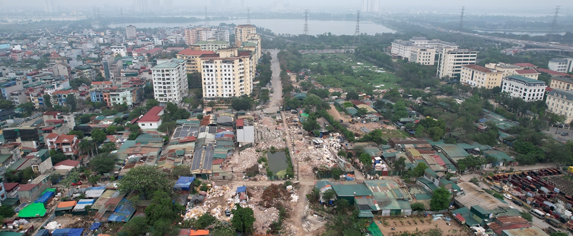 Cận cảnh sau giải phóng mặt bằng tuyến đường 472m nối Đồng Tàu – Giải Phóng