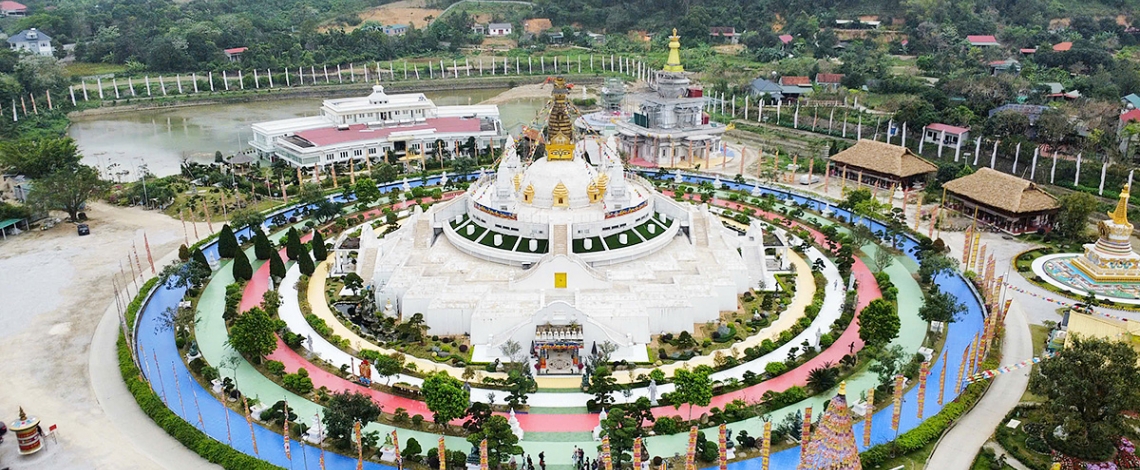 Bảo tháp Mandala Tây Thiên tái hiện 5 yếu tố vũ trụ trong Phật giáo Kim cương thừa