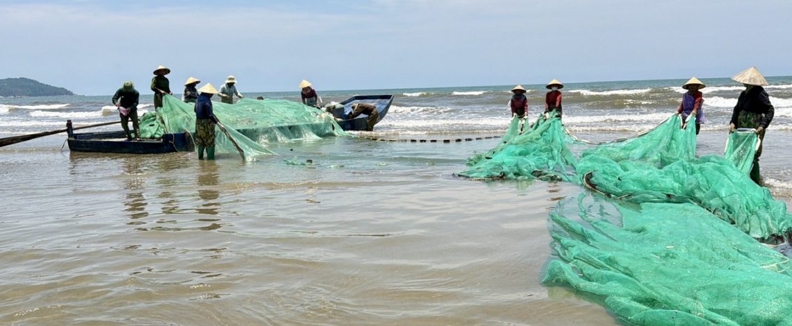 Cảnh nhộn nhịp kéo lưới của ngư dân Thanh Hóa: Tôm cá vừa cập bờ đã "cháy hàng"