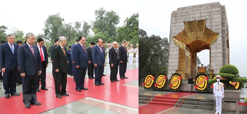 Lãnh đạo Đảng, Nhà nước đặt vòng hoa, dâng hương tưởng niệm các Anh hùng liệt sỹ. (Ảnh:TTXVN)