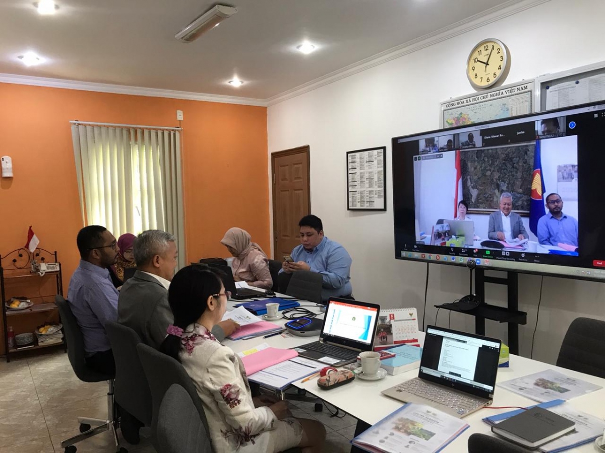 Hội thảo trực tuyến 'Tìm kiếm cơ hội xuất nhập khẩu trái cây giữa Indonesia và Việt Nam'. (Ảnh: Đại sứ quán Indonesia tại Hà Nội)