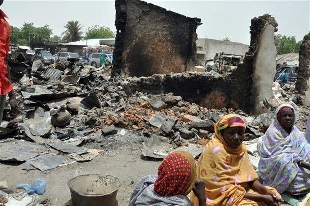 Hiện trường một vụ tấn công ở Đông Bắc Nigeria. (Nguồn: AFP)