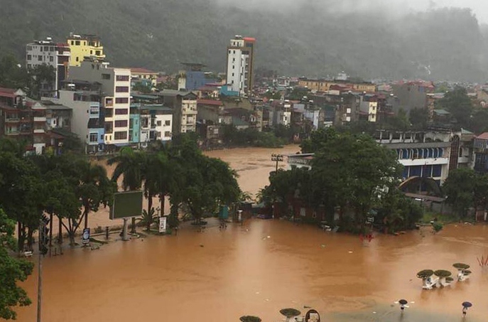 Mưa lớn gây ngập úng tại Hà Giang ngày 21/7.