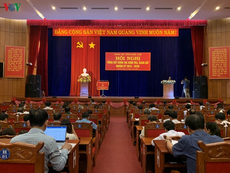 Toàn cảnh hội nghị tổng kết công tác kiểm tra, giám sát và thi hành kỷ luật trong Đảng, nhiệm kỳ 2015-2020 của Tỉnh uỷ Đắk Lắk
