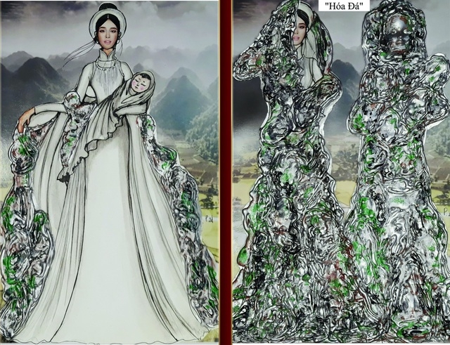 A creative costume by designer Pham Phuoc Dien, the creator of the Banh Mi (Bread) outfit worn by H’Hen Nie, a Top 5 finisher at Miss Universe 2018