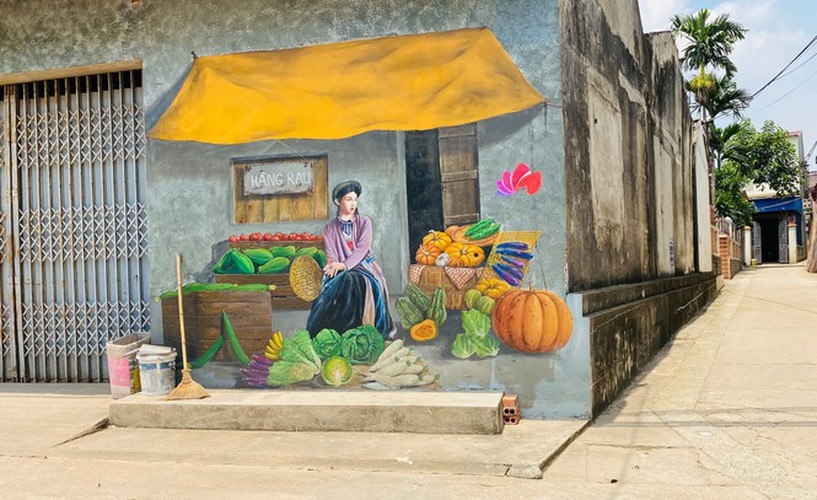 a close-up of largest mural paintings in hanoi picture 8