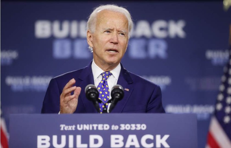 Ứng cử viên tổng thống Đảng Dân chủ Joe Biden tổ chức sự kiện vận động tranh cử tại thành phố Wilmington, bang Delaware ngày 28/7/2020 - Ảnh: REUTERS