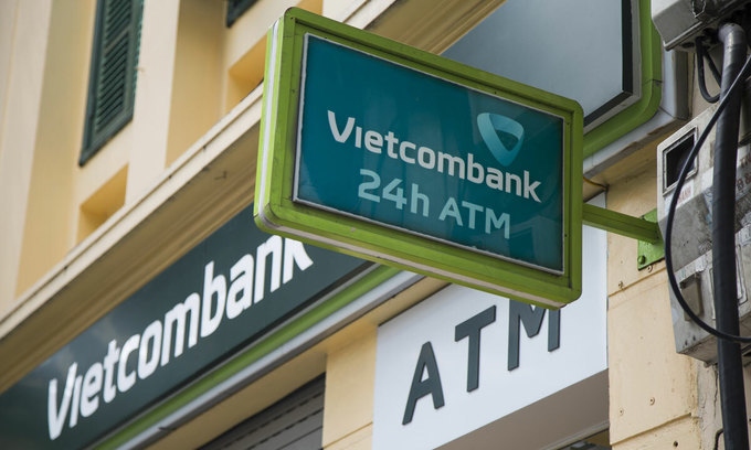 The logo of Vietcombank on an ATM in Hanoi. Photo by Shutterstock/Asia Images.
