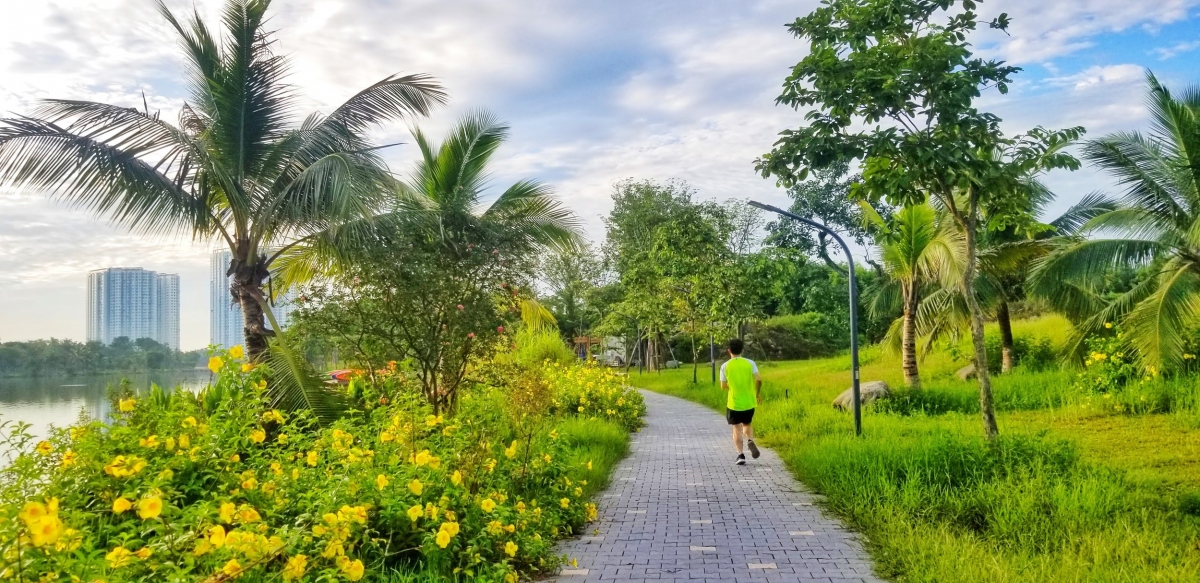 ngam binh minh dep tua tranh ve tai khu do thi xanh ecopark hinh anh 4