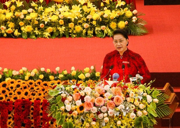 National Assembly Chairwoman Nguyen Thi Kim Ngan addresses the Party congress of Can Tho city on September 24 (Photo: VNA)