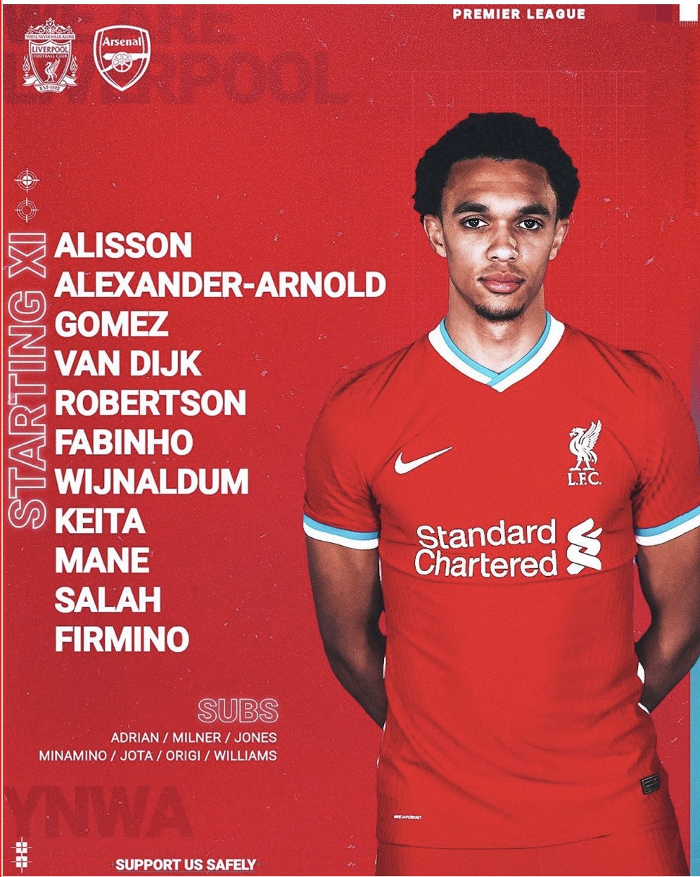 Liverpool tung đội hình mạnh nhất vào sân với mục tiêu giành trọn 3 điểm trước Arsenal trên sân nhà. (Ảnh: Liverpool FC).