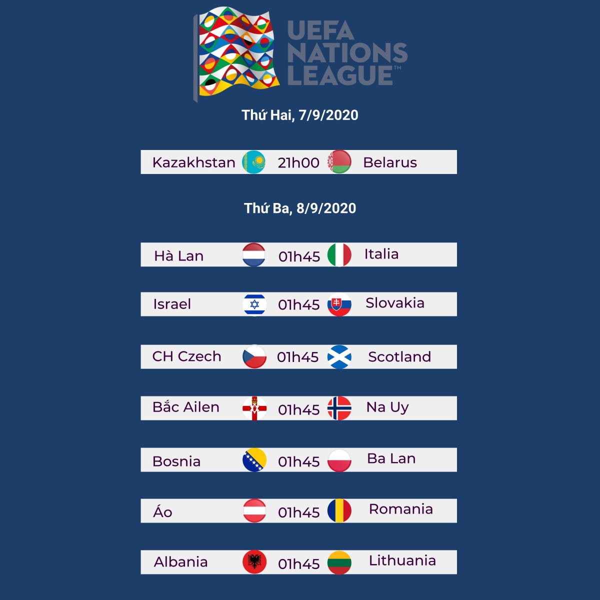 Lịch thi đấu UEFA Nations League hôm nay (7/9) Hà Lan đại chiến Italia