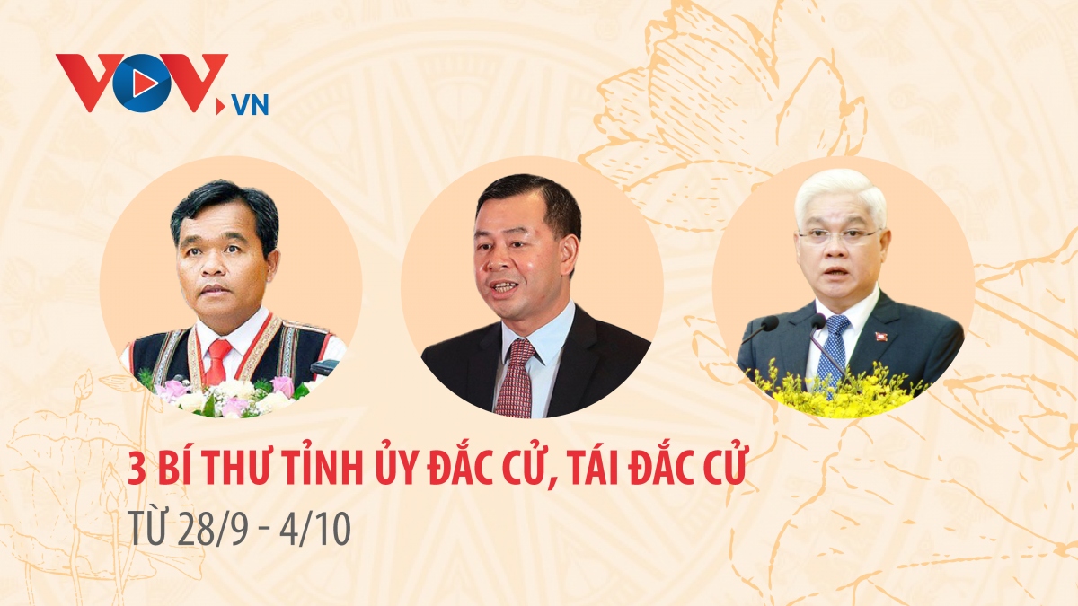 3 Bí thư Tỉnh ủy đắc cử, tái đắc cử tại Đại hội trong tuần từ 28/9 - 4/10