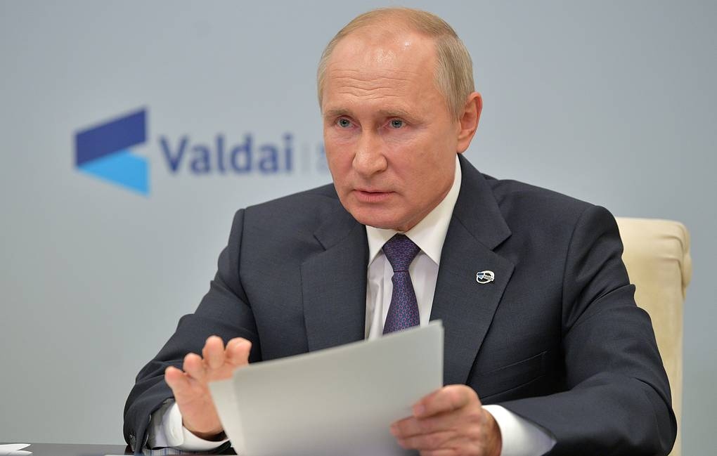 Tổng thống Nga V.Putin phát biểu tại cuộc họp của Câu lạc bộ quốc tế Valdai (Nguồn: Tass)