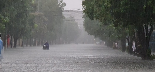 heavy rain turns streets in vinh city into rivers picture 1