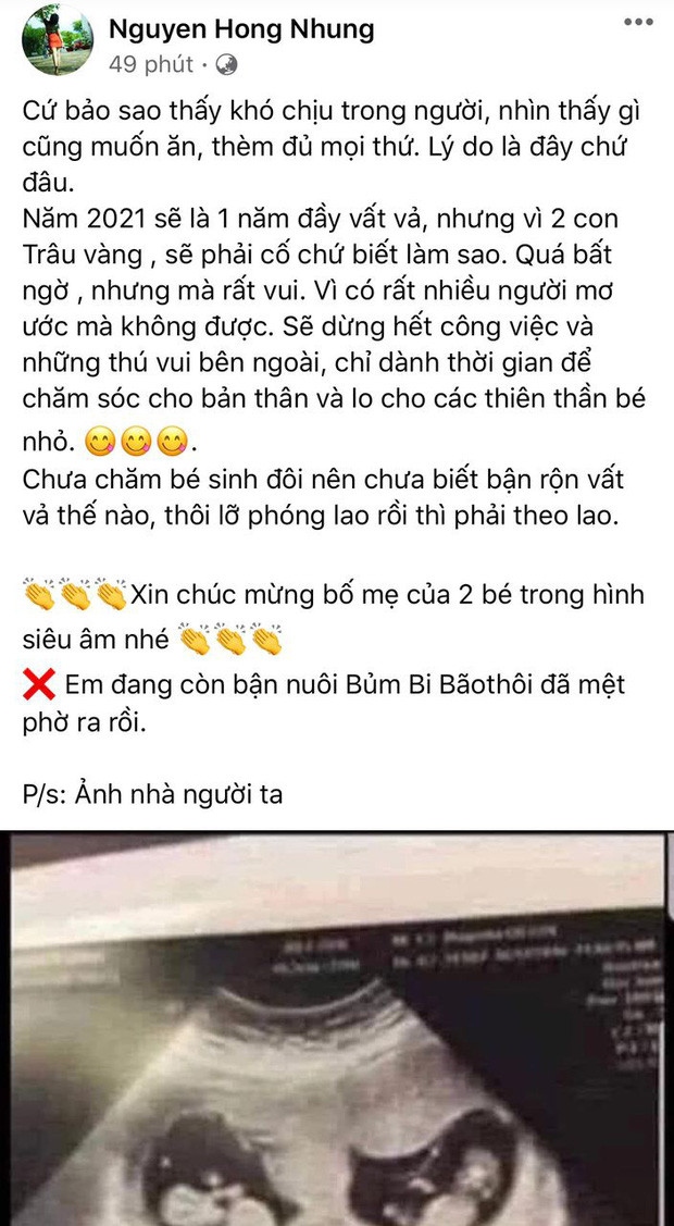 ba xa xuan bac khoe anh sieu am, vui mung thong bao nha sap co them 2 con trau vang hinh anh 1