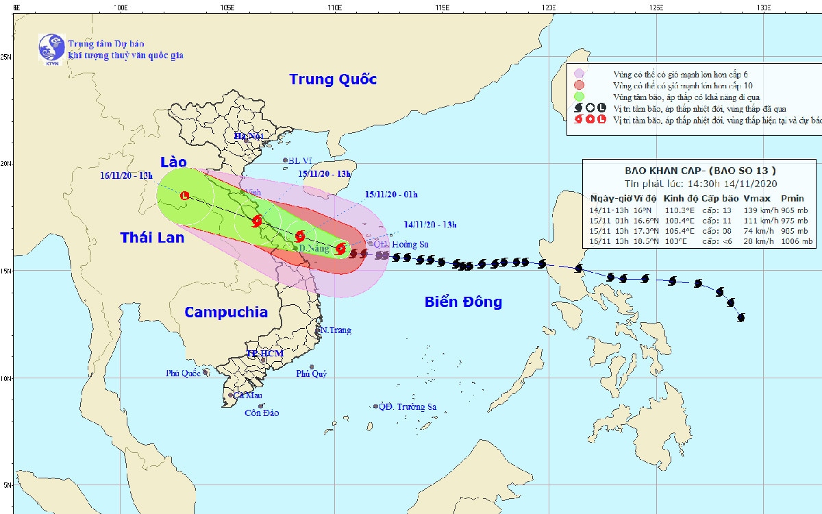 cuong do bao so 13 giam 1 cap, cach Da nang 210km hinh anh 1