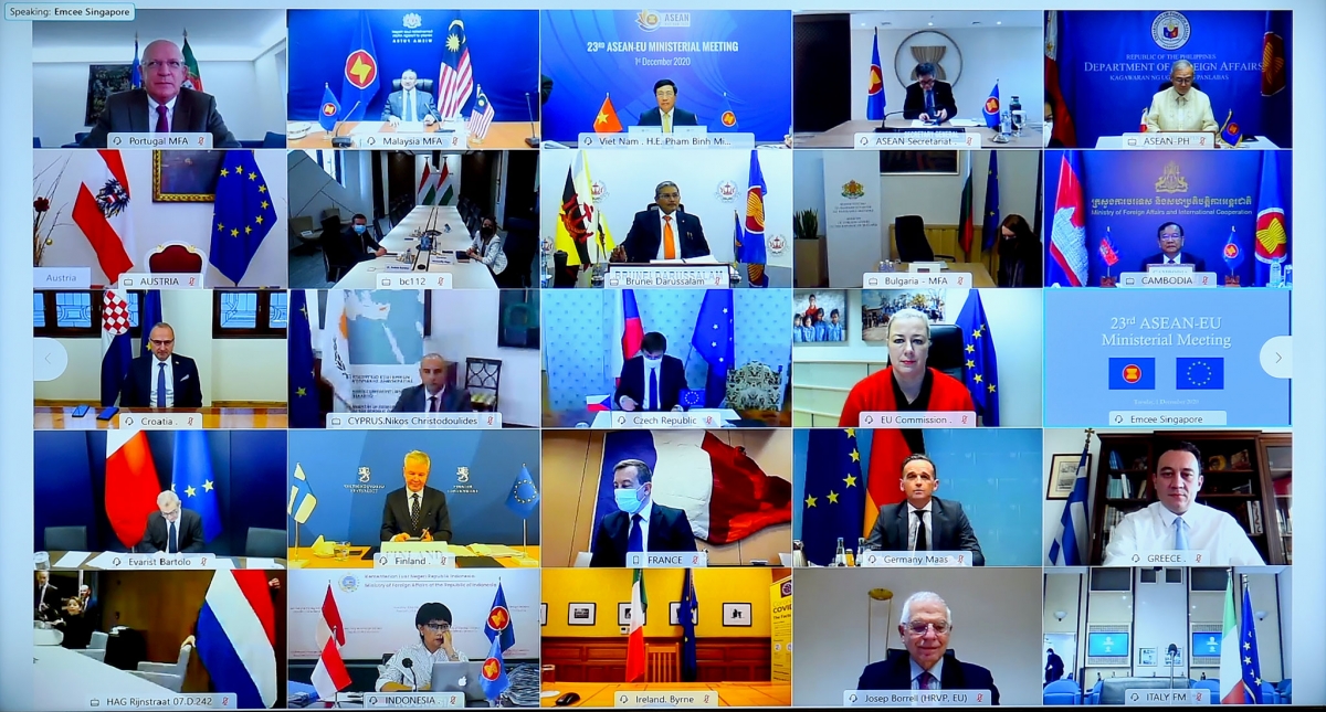 Hội nghị Bộ trưởng Ngoại giao ASEAN-EU lần thứ 23 được tổ chức theo hình thức trực tuyến.