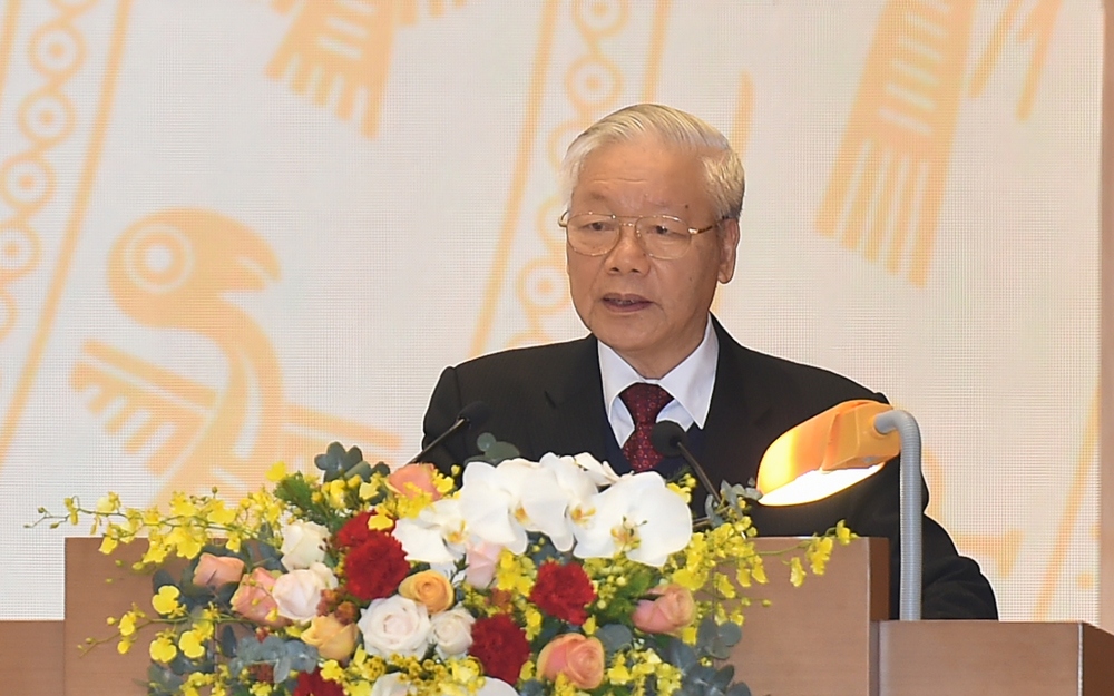 Tổng Bí thư, Chủ tịch nước Nguyễn Phú Trọng phát biểu chỉ đạo Hội nghị. (Ảnh: VGP)