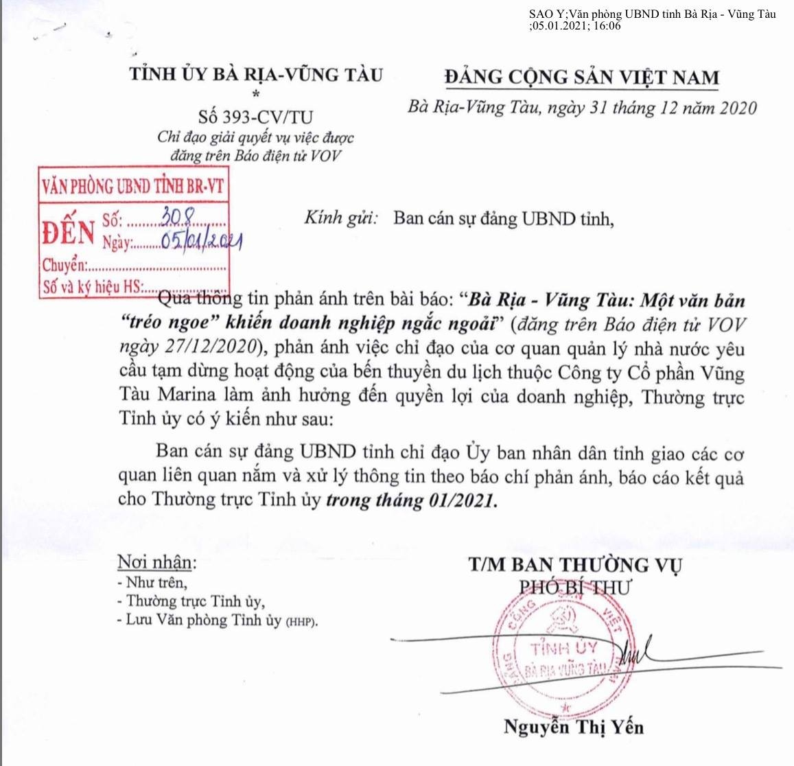 ba ria - vung tau chi dao xu ly vu viec vov.vn neu ve ben thuyen marina hinh anh 1