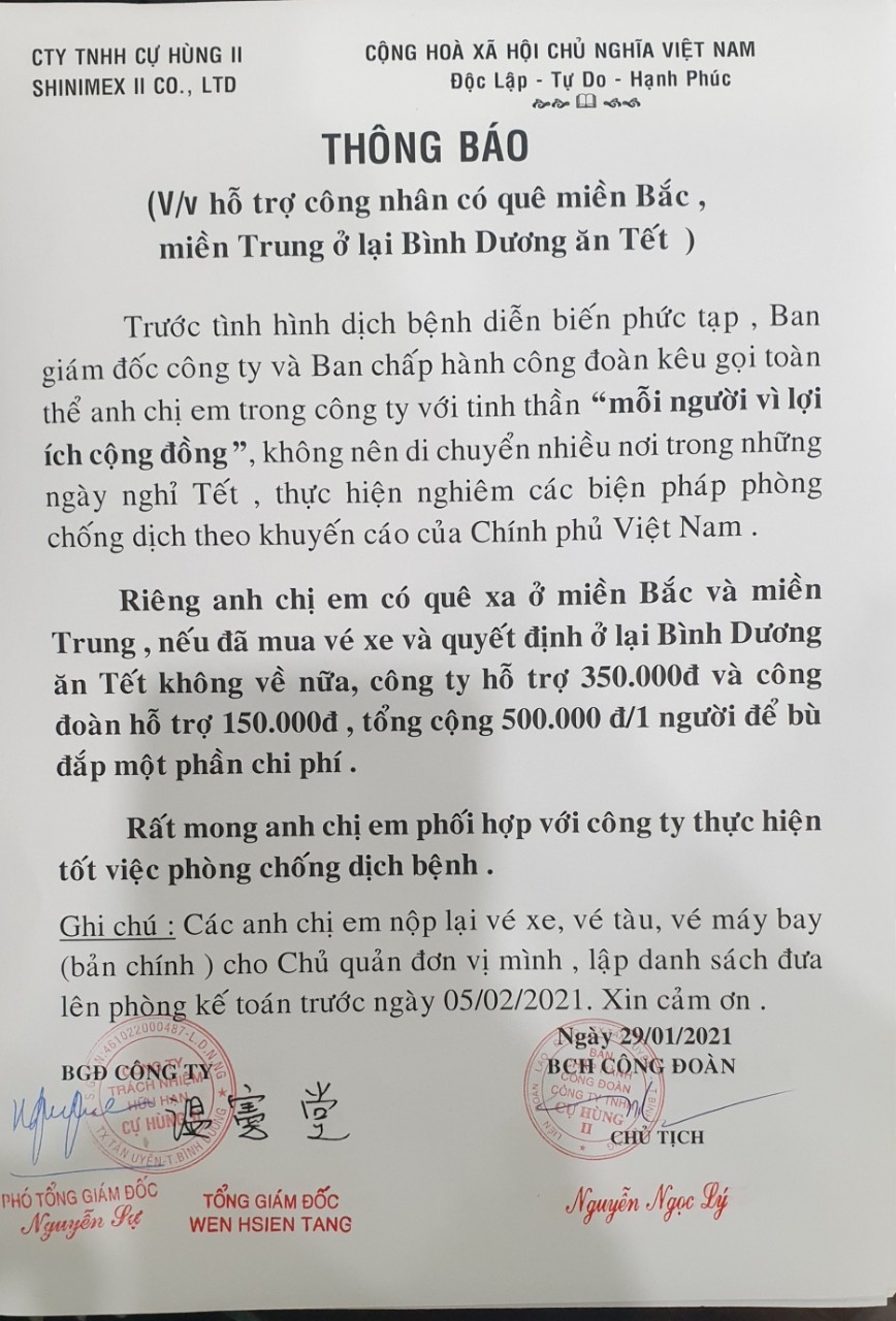 doanh nghiep ho tro tien ve khi cong nhan o lai cong ty an tet hinh anh 1