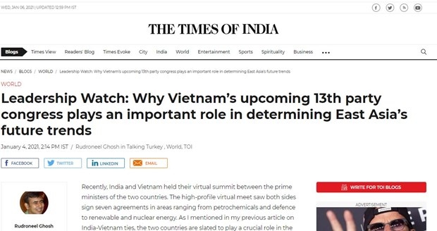 indian newspaper highlights importance of vietnam s 13th party congress picture 1