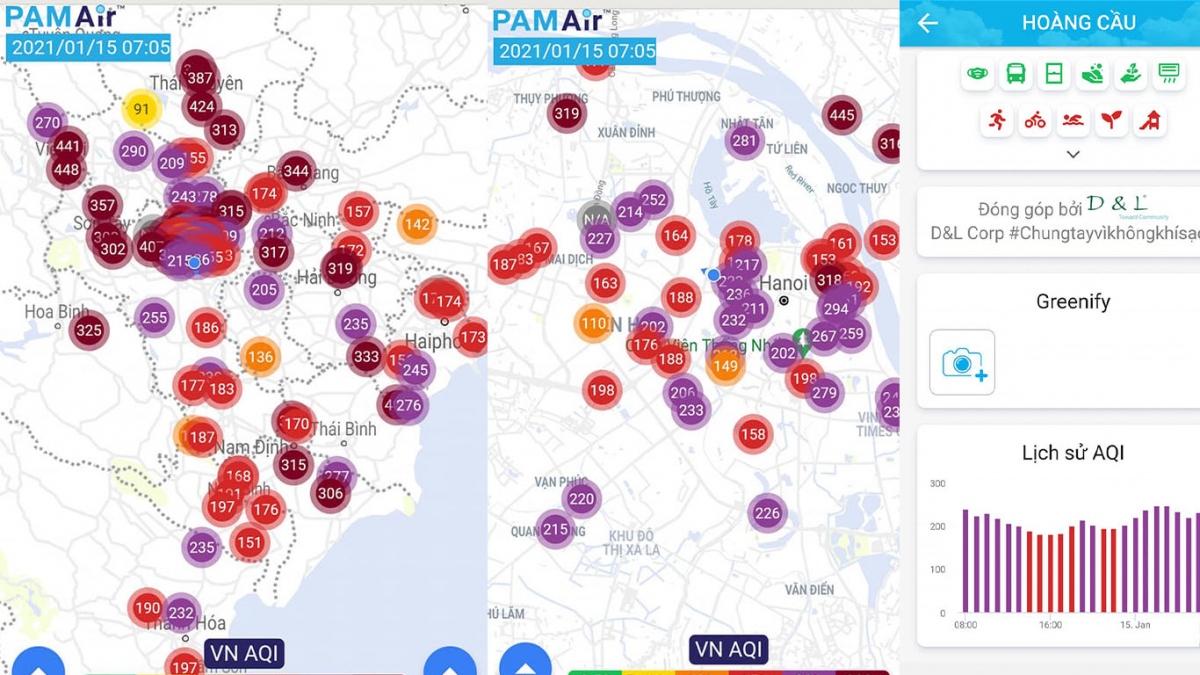 Theo PAM AIR, chỉ số AQI ở nhiều điểm quan trắc tại miền Bắc và Thủ đô Hà Nội đã vượt ngưỡng 400