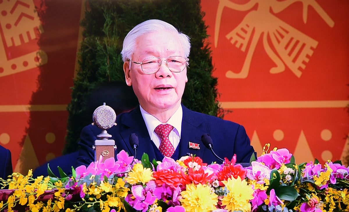 Tổng Bí thư, Chủ tịch nước Nguyễn Phú Trọng phát biểu ra mắt Ban Chấp hành Trung ương khóa XIII.