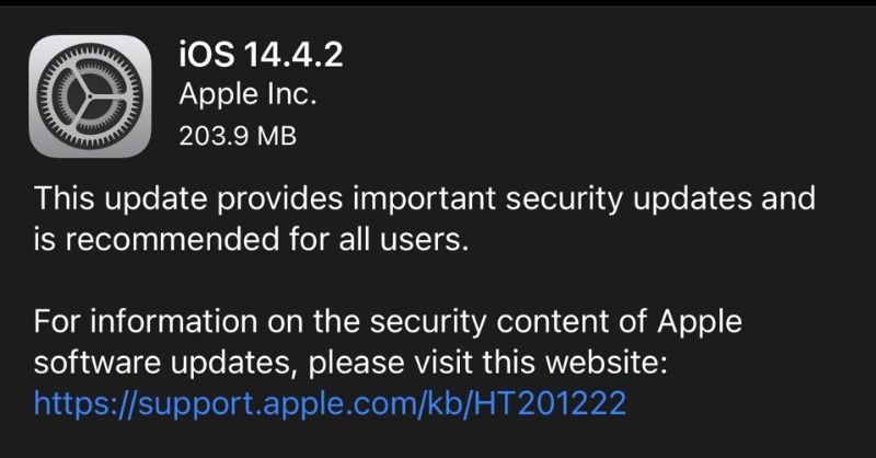 apple phat hanh ios 14.4.2, canh bao nguoi dung iphone nen cap nhat hinh anh 2