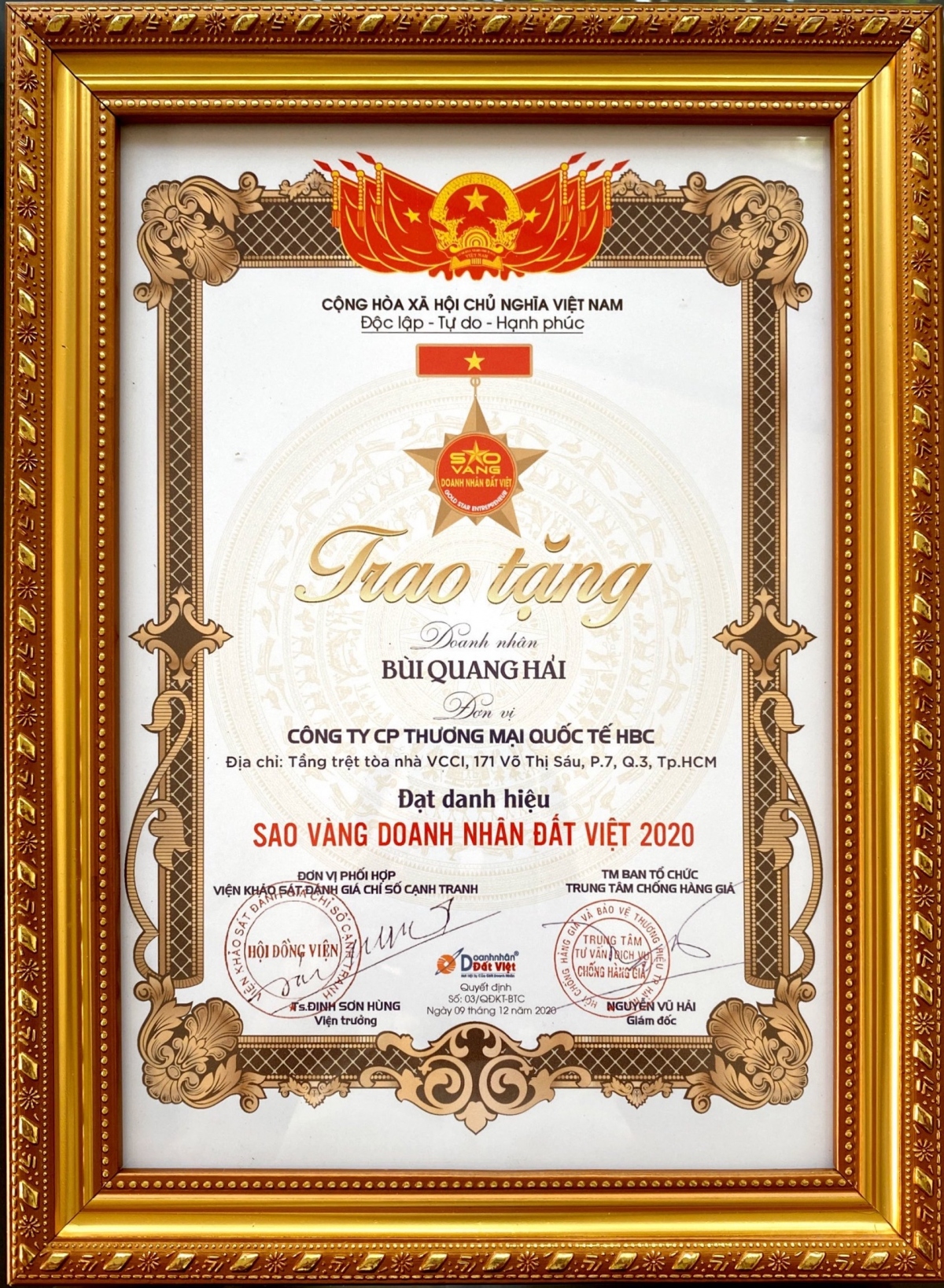 cong ty hbc vinh du dat top 10 thuong hieu dan dau va sao vang doanh nhan Dat viet hinh anh 3