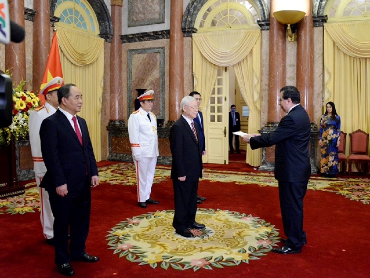 top vietnamese leader receives newly-accredited diplomats picture 1