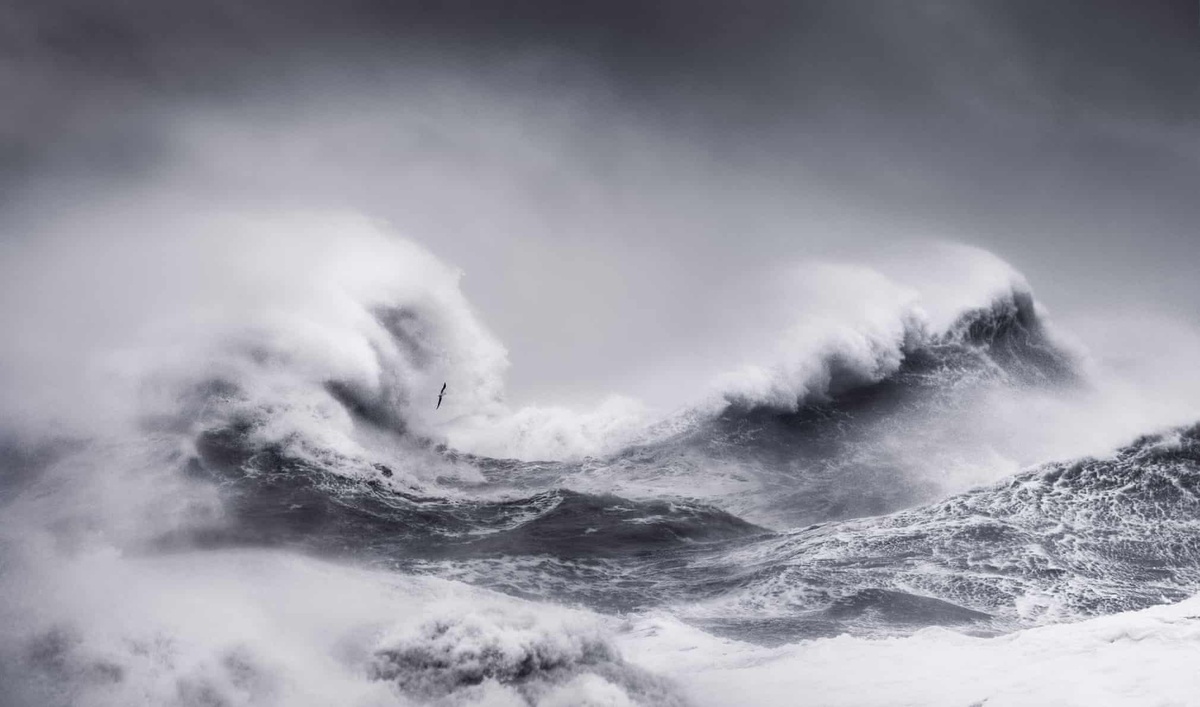 An image with the theme of “Storm Ciara at Newhaven, East Sussex” by Dan Portch makes the shortlist of the motion category.