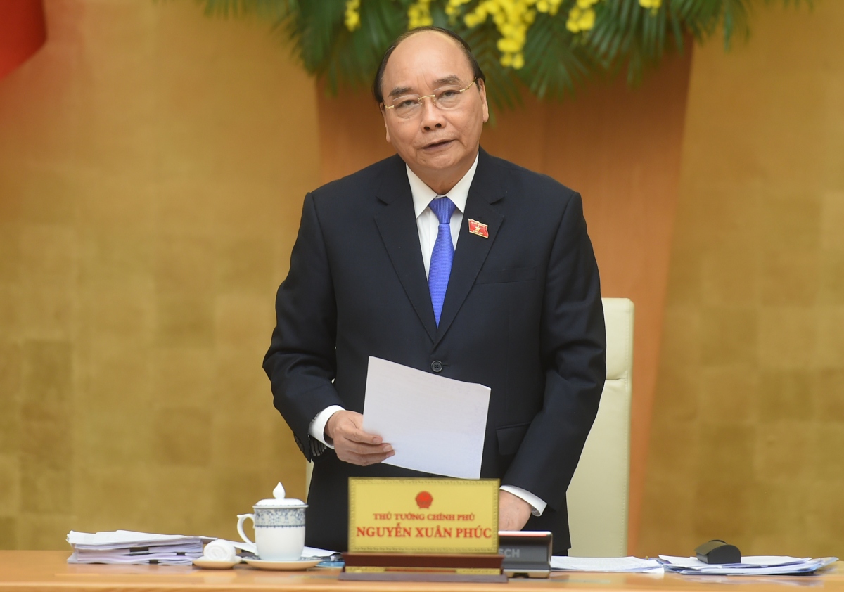 Thủ tướng Nguyễn Xuân Phúc phát biểu khai mạc phiên họp Chính phủ thường kỳ tháng 3/2021.