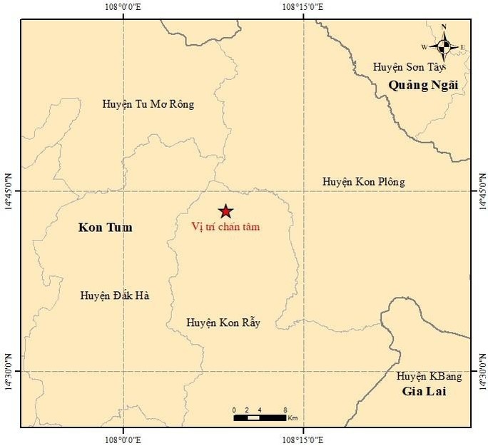 The earthquake's location in the central highlands of Kon Tum