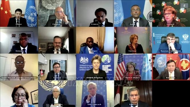 Participants at the videoconference of the UN Security Council (Photo: VNA)