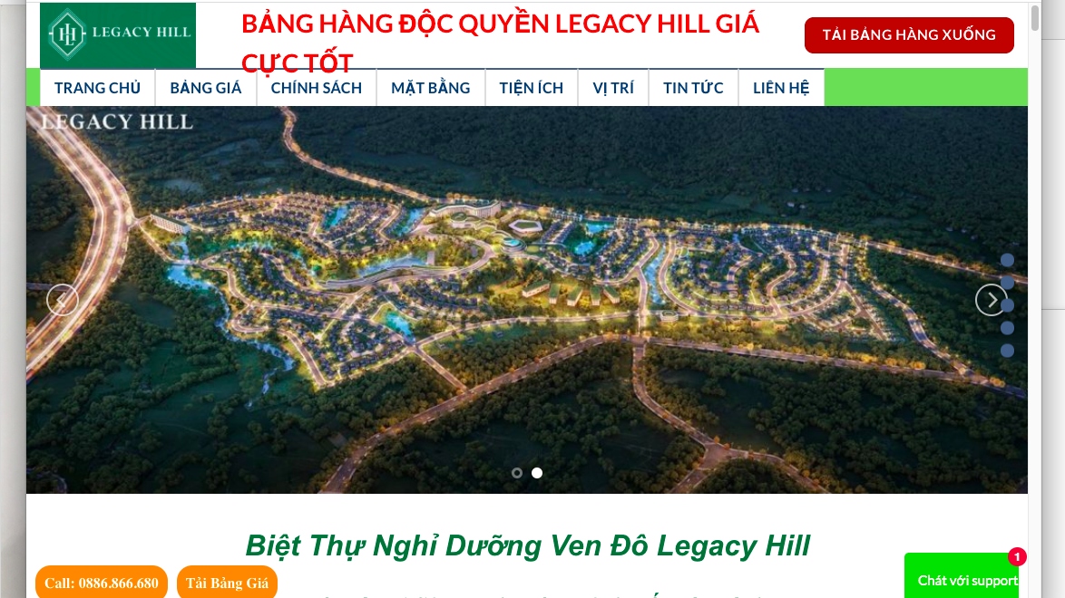 Dự án Legacy Hill Hòa Bình được giới thiệu bán trên mạng.