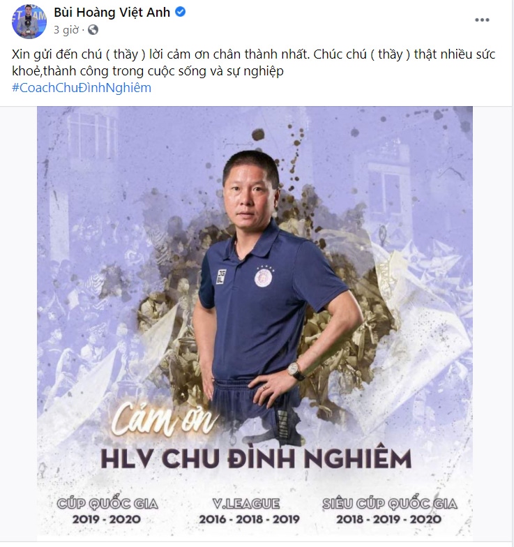 Duy Mạnh, Thành Lương cùng dàn sao Hà Nội FC tri ân HLV Chu Đình ...