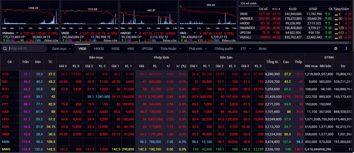 Ap luc ban gia tang, hang loat ma giam san, vn-index roi hon 40 diem hinh anh 1