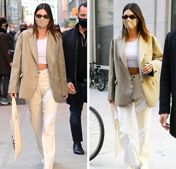 kendall jenner dien blazer sanh dieu roi khoi khach san cung ban trai hinh anh 4