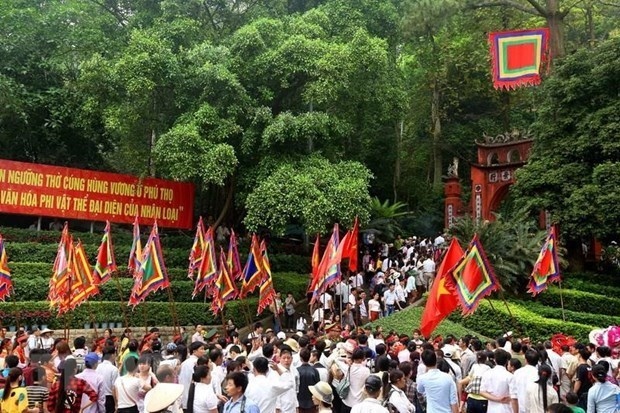 A palanquin procession at a previous Hung Kings Temple festival (Source: VNA)